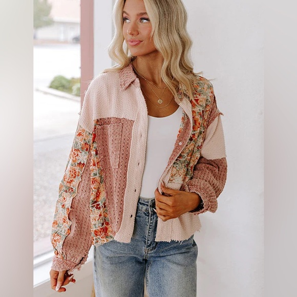 POL Jackets & Blazers - POL coral vintage washed embroidery floral lace twill  coat tunic jacket…
